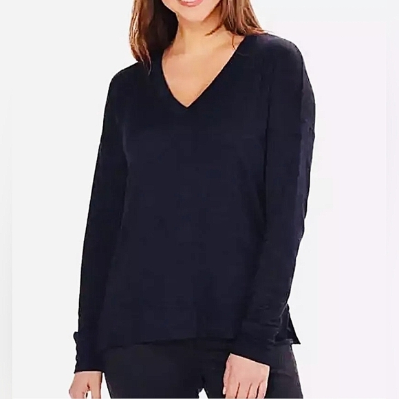 Kirkland Signature Blue Ladie's Long Sleeve V-Neck Relaxed Fit Size Small - Picture 1 of 11
